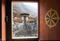 Traditional iron bridge at Tamchhog Lhakhang (temple) on road from Paro to Thimphu, Western Bhuta