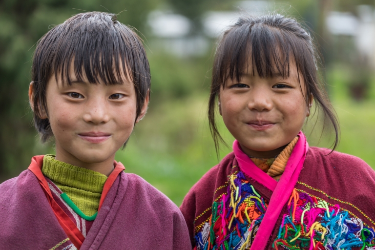 Schoolgirls on break, Sakteng village school