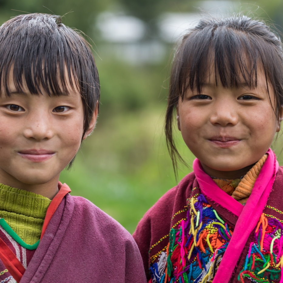 Schoolgirls on break, Sakteng village school Schoolgirls on break, Sakteng village school