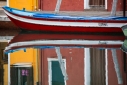 The red boat and reflections, Burano, Veneto