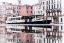 Vaporetto on Grand Canal, Venice, during acqua alta