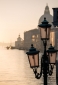 Salute and Punta della Dogana with lamp post at sunrise, Venice