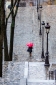 The red umbrella on the steps of Montmartre, Paris